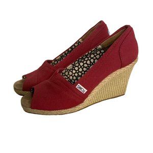 TOMS Michelle Wedge Sandals Red Size 7